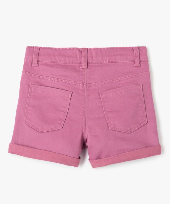 Short fille en coton stretch uni à revers vue3 - GEMO 4G FILLE - GEMO