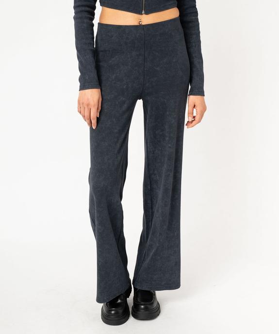 Pantalon large en maille côtelée à taille haute élastique femme vue1 - GEMO(FEMME PAP) - GEMO