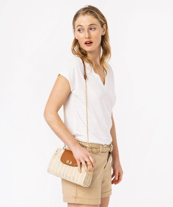 Tee-shirt à manches courtes en lin femme vue1 - GEMO 4G FEMME - GEMO