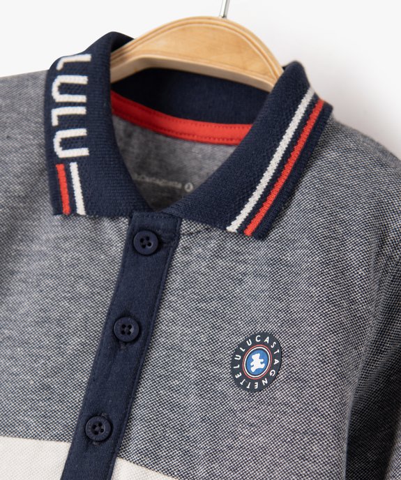 Polo bébé garçon tricolore à manches longues – LuluCastagnette vue2 - LULUCASTAGNETTE - GEMO