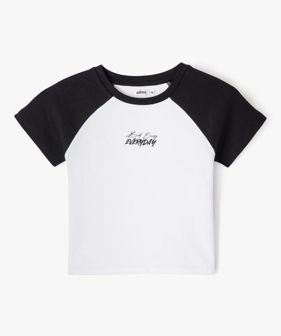 Tee-shirt court à manches courtes bicolore fille vue1 - GEMO 4G FILLE - GEMO