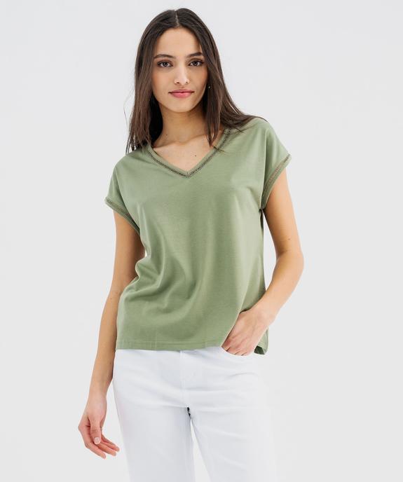 Tee-shirt à manches courtes avec finitions scintillantes femme vue2 - GEMO 4G FEMME - GEMO