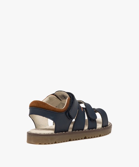 Sandales garçon en cuir multibrides scratch et semelle crantée - Alma planète vue4 - ALMA - GEMO