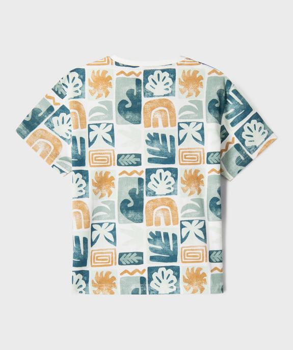 Tee-shirt manches courtes en jersey de coton imprimé all over garçon vue3 - GEMO 4G GARCON - GEMO