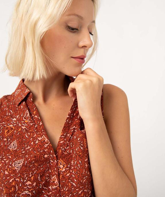 Chemise sans manches imprimée avec nœud dans le bas femme vue2 - GEMO 4G FEMME - GEMO