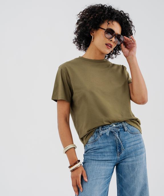 Tee-shirt manches courtes à col rond en jersey de coton femme vue1 - GEMO 4G FEMME - GEMO