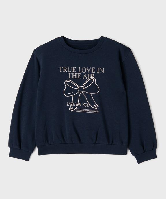 Sweat en molleton doux imprimé fille vue1 - GEMO 4G FILLE - GEMO