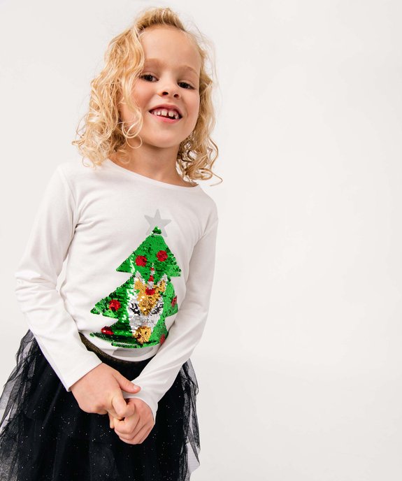 Tee-shirt de Noël fille à manches longues et sequins réversibles vue6 - GEMO (ENFANT) - GEMO