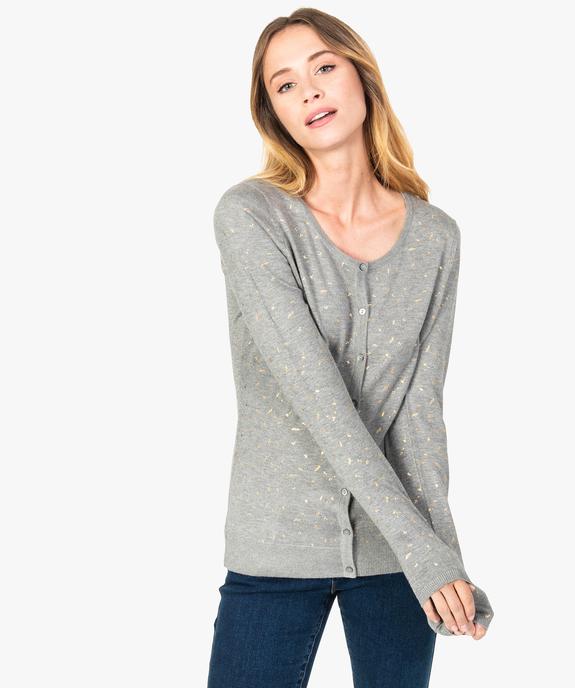 Gilet femme en viscose maille fine à motifs pailletés vue1 - GEMO(FEMME PAP) - GEMO