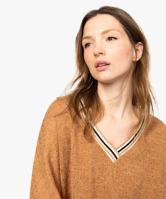 Pull femme en maille fine ajourée et détails pailletés vue2 - GEMO(FEMME PAP) - GEMO