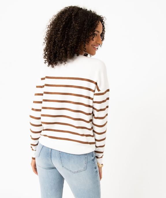 Pull rayé en maille fine avec col rond femme vue4 - GEMO 4G FEMME - GEMO