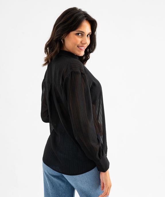 Chemise en voile transparent avec fines rayures en relief femme vue3 - GEMO(FEMME PAP) - GEMO