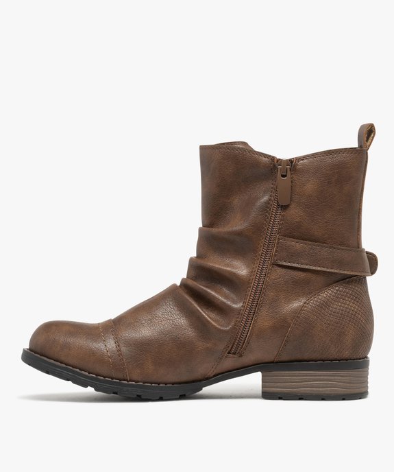 Boots femme style vintage à col plissé avec brides fantaisie et à zip vue3 - GEMO (CASUAL) - GEMO