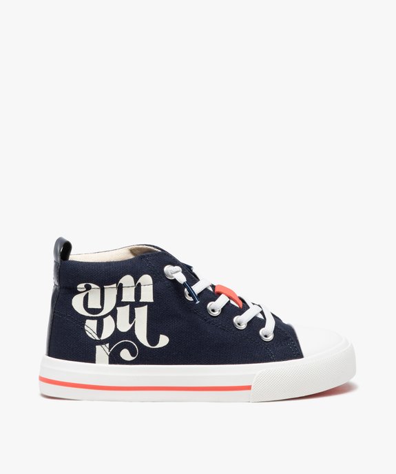Baskets fille en toile montante dessus uni à lacets élastiques  vue1 - GEMO 4G FILLE - GEMO