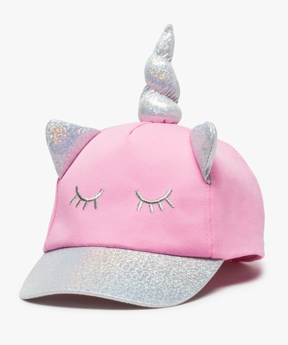 Casquette fille à visière pailletée et détails licorne en 3D vue1 - GEMO (ENFANT) - GEMO