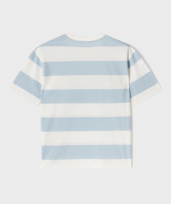 Tee-shirt manches courtes à rayures avec inscription fille vue3 - GEMO 4G FILLE - GEMO