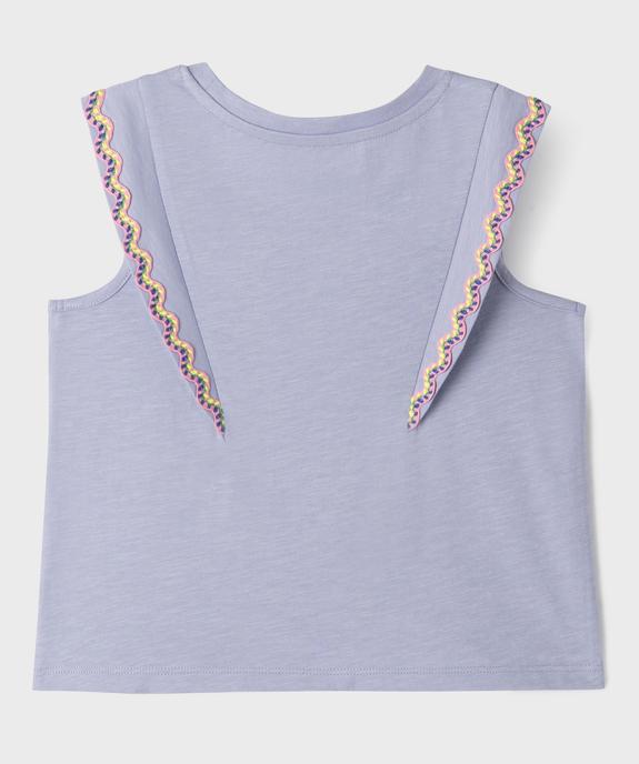 Débardeur en jersey de coton flammé à détail brodé fille vue3 - GEMO 4G FILLE - GEMO