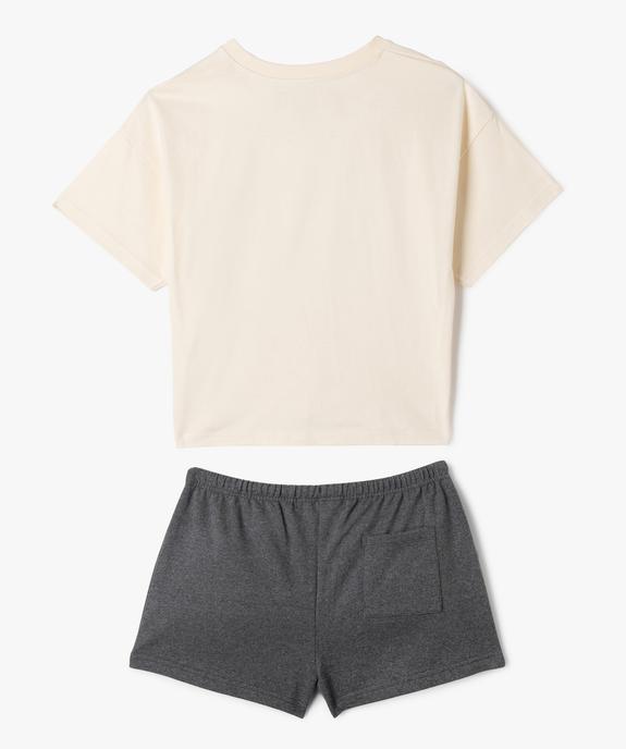 Pyjashort bicolore en coton fille - Camps United vue3 - CAMPS - GEMO
