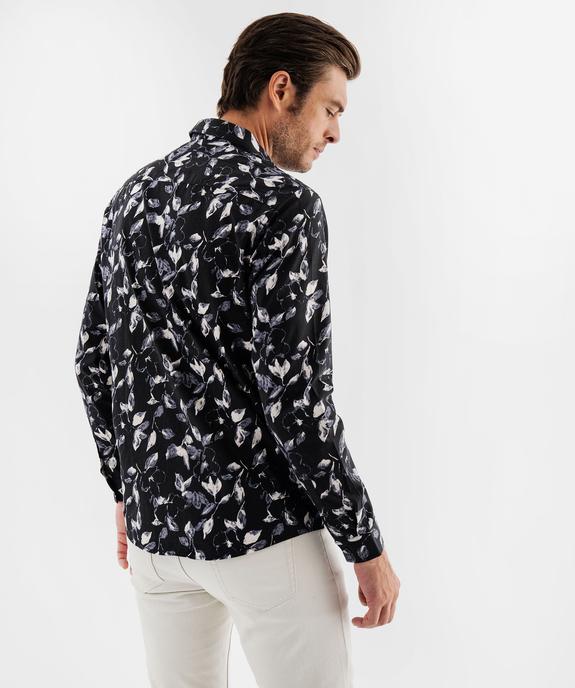 Chemise manches longues coupe droite en coton imprimé homme vue3 - GEMO (HOMME) - GEMO