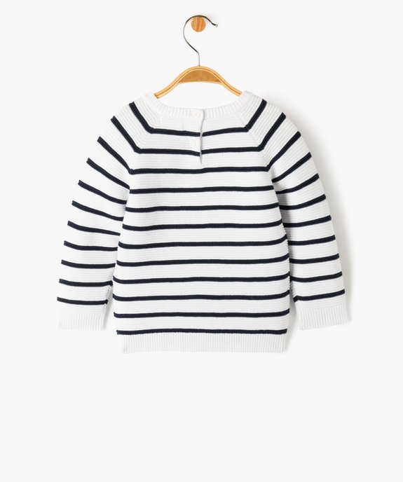 Pull bébé à rayures en maille côtelée vue3 - GEMO(BEBE DEBT) - GEMO