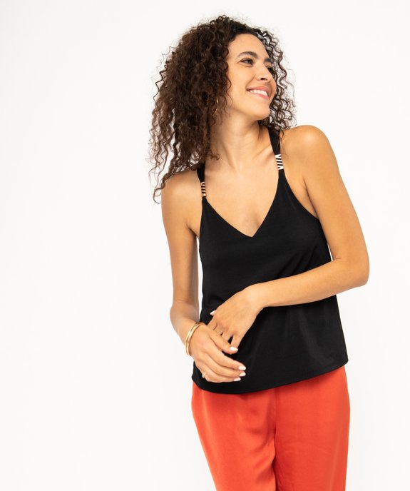 Débardeur col V avec dos fantaisie femme vue1 - GEMO(FEMME PAP) - GEMO