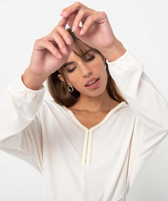 Tee-shirt femme à manches longues et encolure fantaisie vue2 - GEMO(FEMME PAP) - GEMO