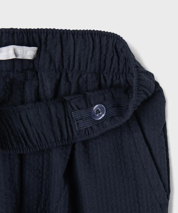 Pantalon droit à revers en coton gaufré bébé garçon - LuluCastagnette vue3 - LULUCASTAGNETTE - GEMO