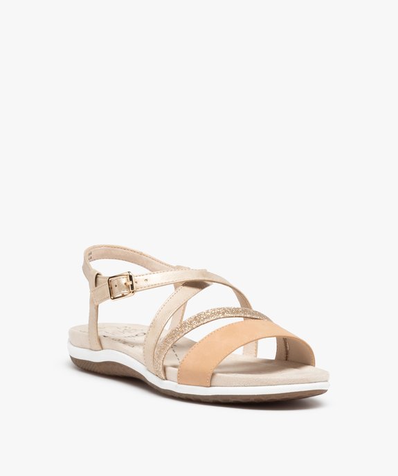 Sandales femme plates à brides brillantes et semelle bicolore vue2 - GEMO (CASUAL) - GEMO
