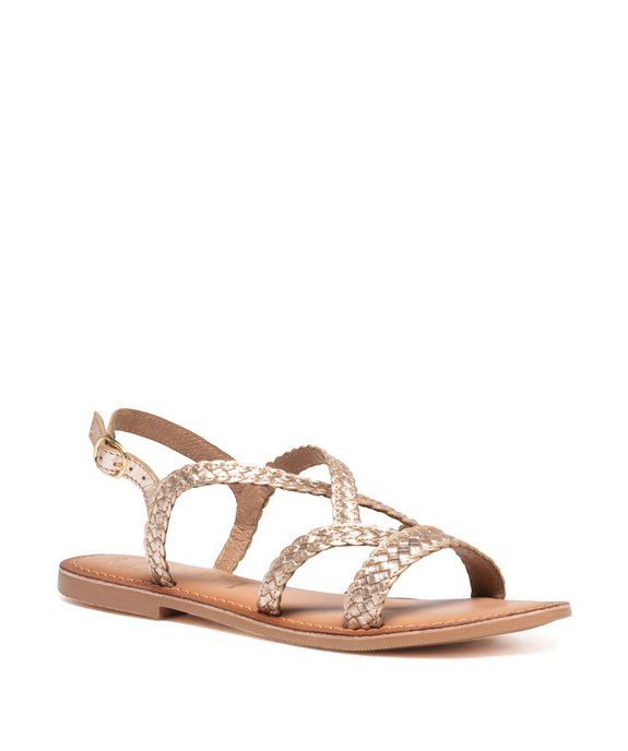 Sandales femme plates à brides tressées en cuir - Tanéo vue2 - TANEO - GEMO