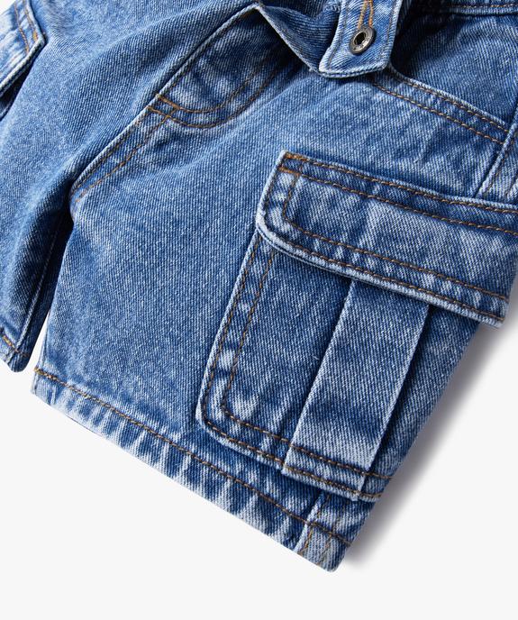Bermuda en denim coupe cargo bébé garçon vue3 - GEMO(BEBE DEBT) - GEMO