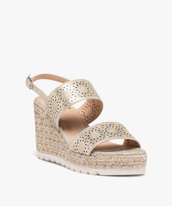 Sandales femme compensées à brides ajourées  vue2 - GEMO(URBAIN) - GEMO