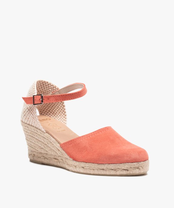 Sandales femme compensées dessus cuir uni vue2 - GEMO(URBAIN) - GEMO
