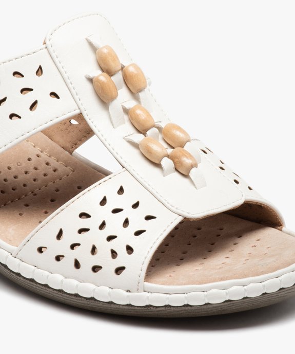 Mules femme confort à brides ajourées et perles en bois vue6 - GEMO (CONFORT) - GEMO