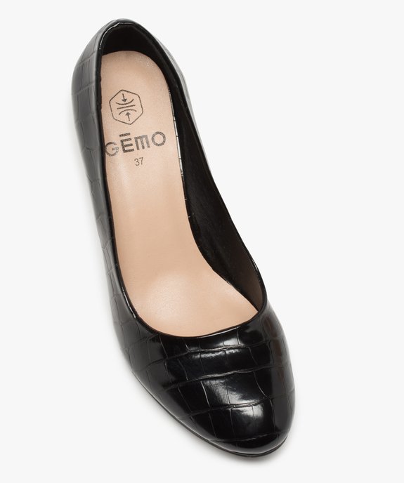 Escarpins femme à talon moyen et bout rond aspect verni vue5 - GEMO(URBAIN) - GEMO