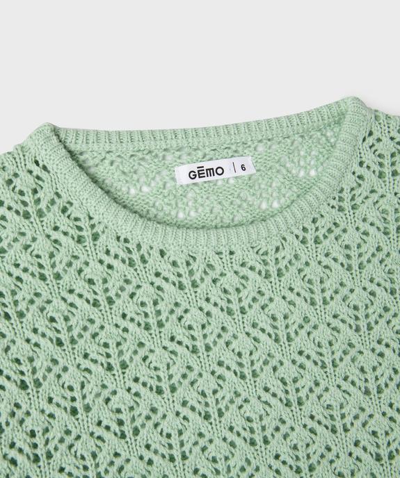 Pull en maille ajourée avec finitions dentelées fille vue4 - GEMO (ENFANT) - GEMO