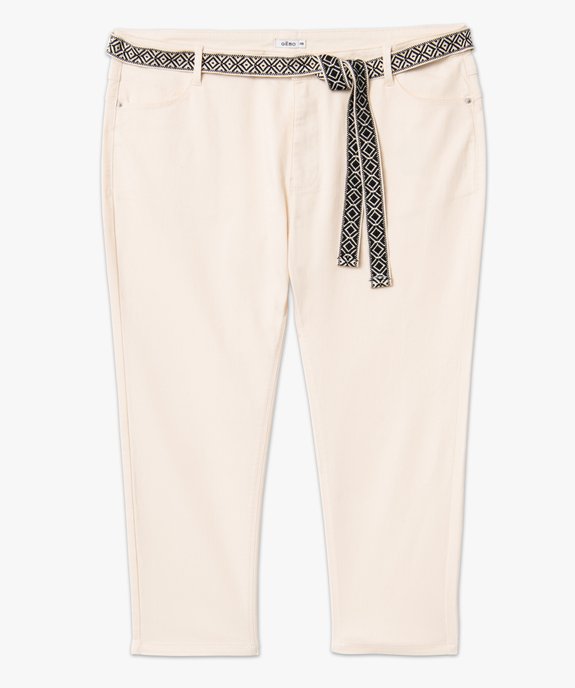 Pantacourt en toile avec ceinture tissée femme grande taille vue4 - GEMO 4G GT - GEMO