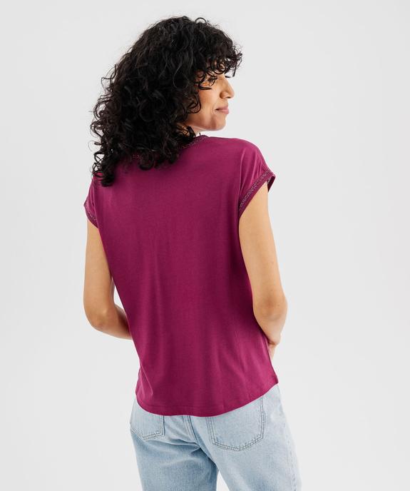 Tee-shirt à manches courtes avec finitions scintillantes femme vue3 - GEMO 4G FEMME - GEMO