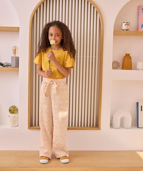 Pantalon large en toile fleurie légère à taille élastique fille - LuluCastagnette vue6 - LULU CASTAGNETTE GEMO FOR GOOD - GEMO