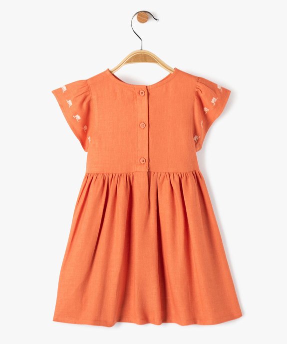 Robe bébé fille en lin à manches courtes volantées vue3 - GEMO 4G BEBE - GEMO