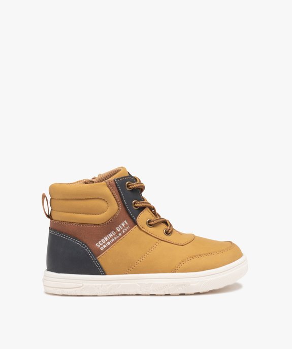 Boots garçon mid-cut à zip avec lacets ronds bicolores vue2 - GEMO (ENFANT) - GEMO