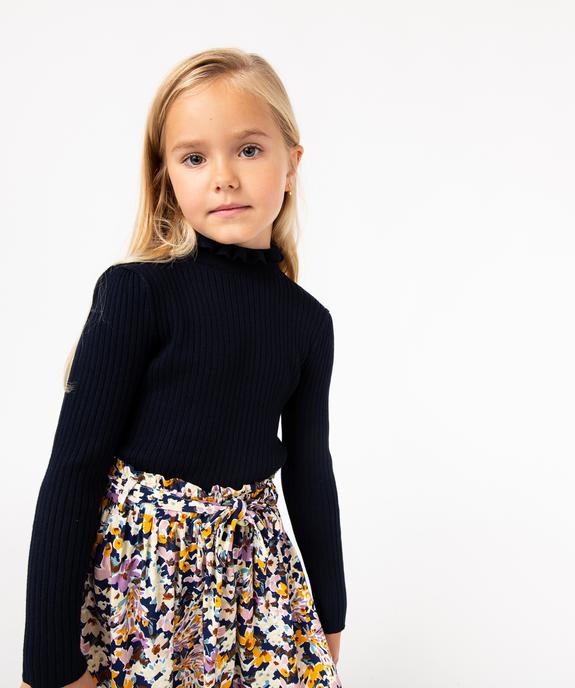 Pull en maille côtelée avec col montant froncé fille vue1 - GEMO (ENFANT) - GEMO