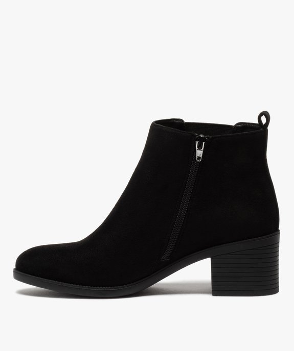 Boots femme à talon carré en suédine unie vue3 - GEMO(URBAIN) - GEMO