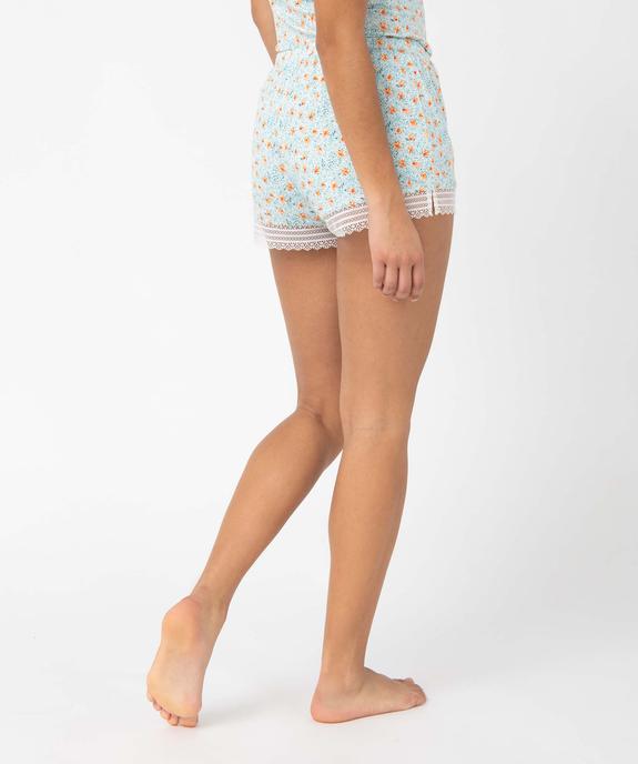 Short de pyjama en maille fluide avec bas en dentelle femme vue3 - GEMO 4G FEMME - GEMO