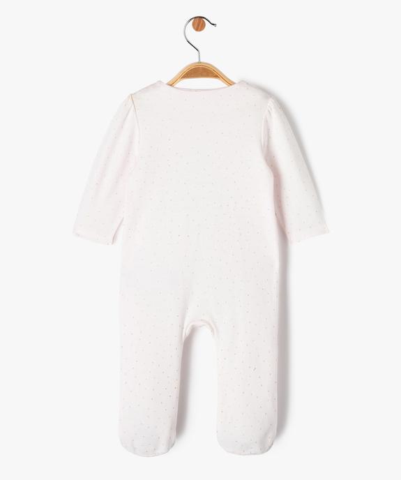 Pyjama dors-bien ouvert devant avec touches pailletées bébé fille vue4 - GEMO 4G BEBE - GEMO