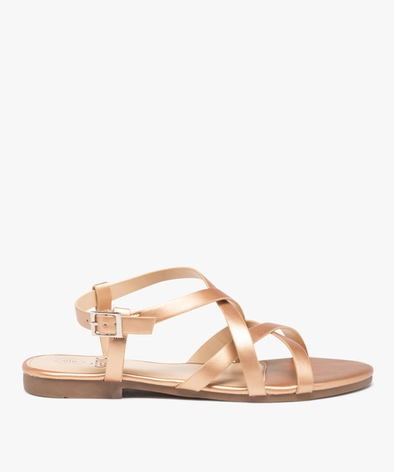 Sandales femme unies à talon plat et fines brides croisées vue1 - GEMO (CASUAL) - GEMO