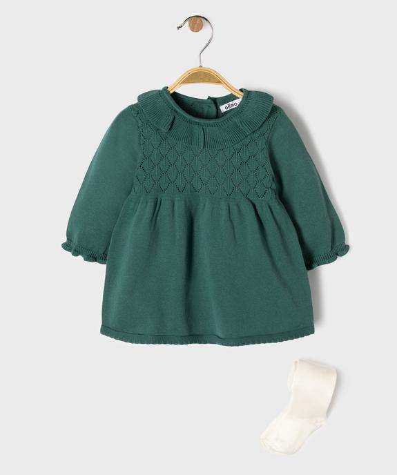 Ensemble 2 pièces bébé fille robe en maille et collants vue2 - GEMO 4G BEBE - GEMO