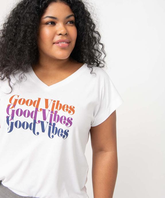 Tee-shirt femme grande taille loose à manches courtes et motif vue2 - GEMO (G TAILLE) - GEMO