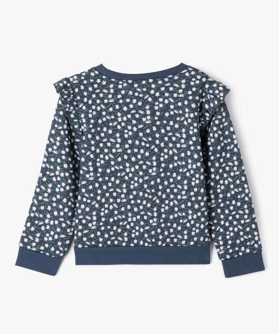 Sweat à motifs fleuris avec volants sur les épaules fille vue3 - GEMO 4G FILLE - GEMO