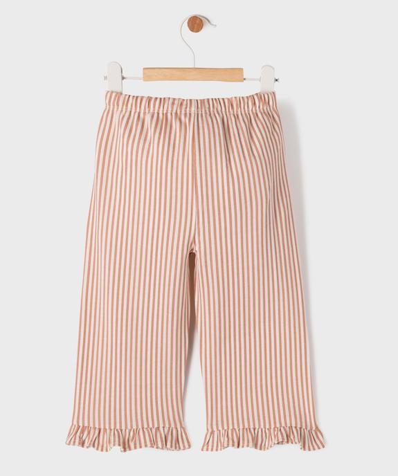 Pantalon en coton imprimé avec volants dans le bas bébé fille vue3 - GEMO(BEBE DEBT) - GEMO