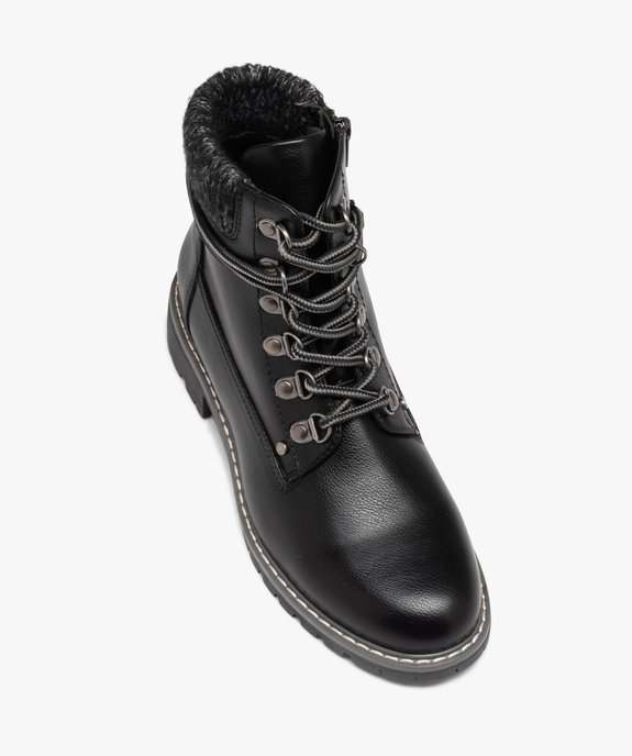 Boots femme unies avec col en maille et lacets de montagne vue5 - GEMO (CASUAL) - GEMO